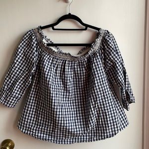 Madewell Navy and White Gingham Top